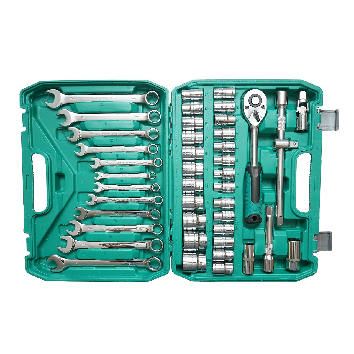 Trusa chei tubulare combinate 8-32mm si chei fixe 8-19mm, 1/2 antrenor cu clichet 44 piese Breckner Germany